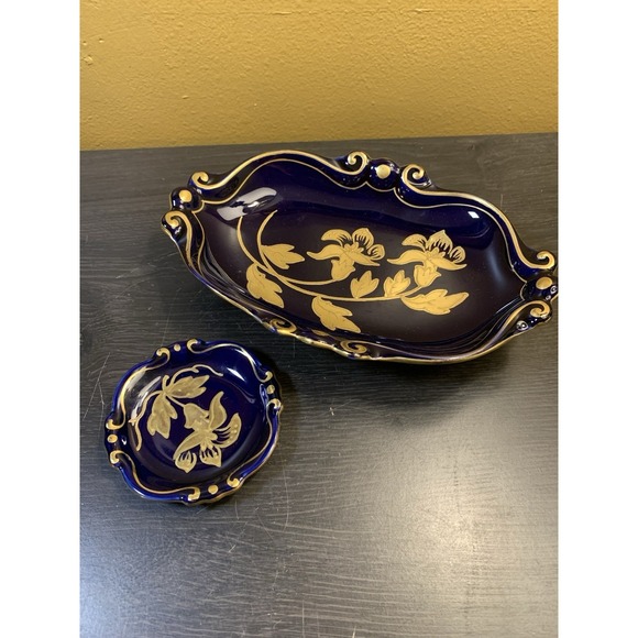 Jlmenau Other - Vintage Set JLMENAU GRAF VON HENNEBERG‎ PORZELLAN Echt Kobalt Dishes Trinket